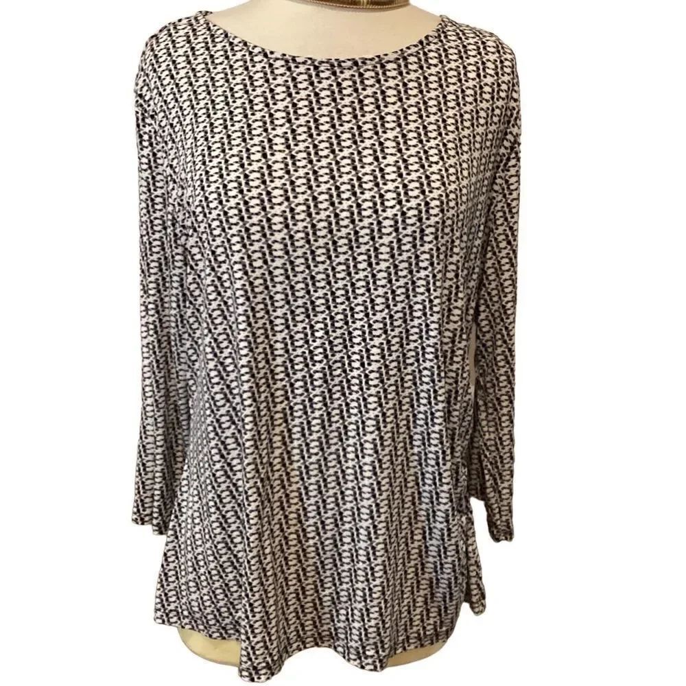 Liz Claiborne 3/4 sleeves Blouse Top Abstract Print XL